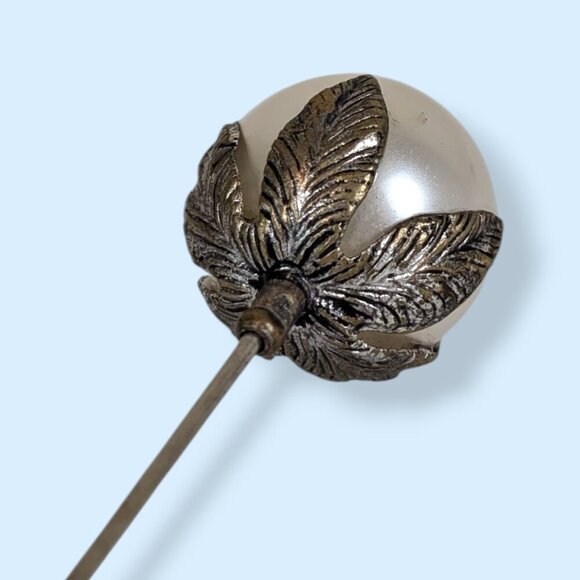 Antique Pearlescent Hat Pin and Cap - Picture 4 of 6